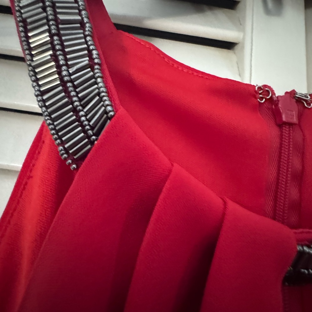 ♥️ Dark Red Carmen Marc Valvo Infusion Dress ♥️ - Picture 2 of 7